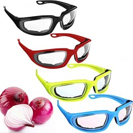 4 Pcs Onion Goggles Glasses 4 Color Anti-Fog Tear Free Eye Protect Onion Security Goggles with4 Glasses earmuffs Green Kitchen Gadget Tearless Onion Goggles Glasses for Cooking