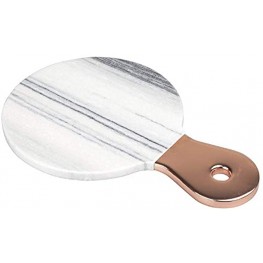 Creative Home Natural Grey Marble Cheese Serving Paddle Board with Stainless Steel Copper Trim Handle