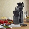 Farberware 30-Piece Spin-and-Store Knife and Kitchen Tool Set with Rotating Storage Caddy Black