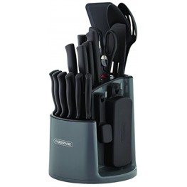 Farberware 30-Piece Spin-and-Store Knife and Kitchen Tool Set with Rotating Storage Caddy Black