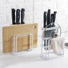 GeLive Metal Knife Block Cutting Board Chopper Holder Drying Rack Kitchen Storage Organizer Counter Display Stand White
