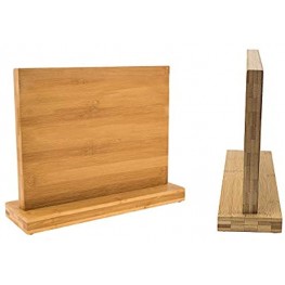 Knife Block Magnetic Universal Knives Holder Double Side Cutlery Display Natural Bamboo Knife Block Enjoy Safe & Bristle Free 14.8 inch