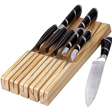 Knife Drawer Organizer Insert,Solid Wood Universal Knife Block Without Knives,Kitchen Knife Holder for Drawer Counter,Premium Under Cabinet Knife Storage Organization RedCall