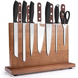 Magnetic Knife Holder Block,Knife Storage stand Holder,Kitchen Knife Organizer rack Rubber Wooden,Knife Knife Block Shelf with Double Sided Magnetic,Counter top Knife Display Stand12“