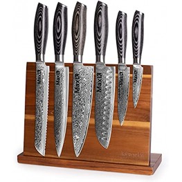 Max K Magnetic Knife Block Holder without Knives Chef Knife Stand Magnetic Knife Blocks Acacia Wood with Solid Base Anti-Slip and Won't Tip Over 10.8 x 3.9 x 8.3
