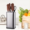 Universal Knife Block Without Knives,Modern Knife Holder for Kitchen Counter,Stainless Steel Knife Organizer with Scissors Slot & Sharpening Rod,Space Saver Rectangular Blocks & Storage Silver