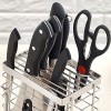 Universal Knife Holder SUS 304 stainless steel Knife Block Holder Easy Cleaning Space Saver Knife Storage Knife Organizer With 3 hooks -Removable tray 14-Slot