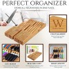 W Selections Bamboo Knife Drawer Organizer Insert Kitchen Storage Holder for [18~26 Knives & 1~2 Honing Steel] Organization Saves Countertop Space & Made of Premium Quality Moso Bamboo