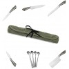 Knife Bag Knife Roll Waxed Canvas Knife Case for Chef Knife 6 Slots Travel Knife Roll Bag Suitable for Camping BBQ Culinary School.Knives not Included