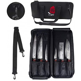 TUO Knife Bag for Chef Padded Knife Roll Knife Case Durable Knife Carrier Canvas Knife Holder for Kitchen Tools Utensil Pockets with Shoulder Strap & Handle which with 12 slots and Zipped Pouch