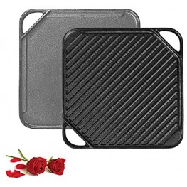 1-Piece 10.6 inch Cast Iron Griddle Plate | Reversible Square Cast Iron Grill Pan for Single burner| Double Sided Used on Open Fire & in Oven | Pre-Seasoned |Versatile Baking Cast Iron Grill