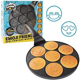 Emoji Friends Mini Pancake Pan Make 7 Unique Flapjacks Nonstick Griddle for Breakfast Magic & Easy Cleanup Fun Smiley Face Gift for Kids and Adults Boys or Girls