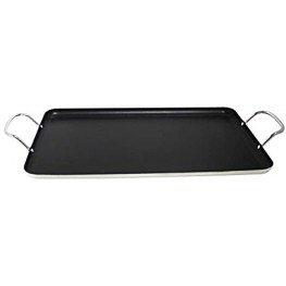 Imusa USA Nonstick Stovetop Double Burner Griddle with Metal Handles 17-Inch Black