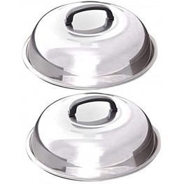Pack of 2 BBQ Stainless Steel 12" Round Basting Cover Cheese Melting Dome and Steaming Cover Best for Flat Top Griddle Grill and other Grills Smokers