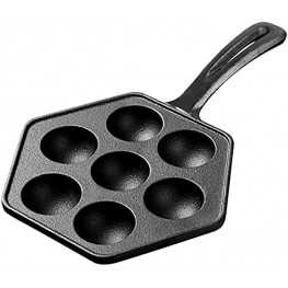 WUWEOT Nonstick Stuffed Pancake Pan 1.9" Diameter Cast Iron Aebleskiver Griddle Pan for Making Munk Pancake Balls Poffertjes Puffs Takoyaki Banh Khot Thai Kanom Krok Dark Gray