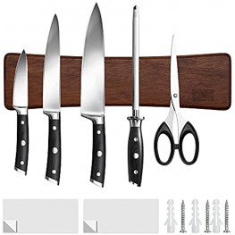 HOSHANHO Knife Magnetic Strip Acacia Wood Magnetic Knife Strips Magnetic Knife Holder for Wall 10 Inch Use as Magnetic Tool Organizer Home Organizer