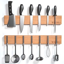Magnetic Knife Strips | 100% Pure Bamboo | Powerful Magnet | 16-Inch Long Knife Holder for Kitchen Utensil 2