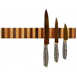 Rainbow Magnetic Knife Strip Holder 17 Inches Long Powerful Magnetic Wood Knife Holder for Wall Made from Walnut Sapele Oak Beech Woods.