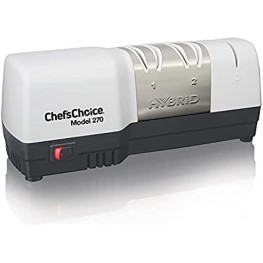 Chef's Choice Hybrid Diamond Hone Knife Combines Electric and Manual Sharpening for Straight and Serrated 20-Degree Knives 3-Stage White