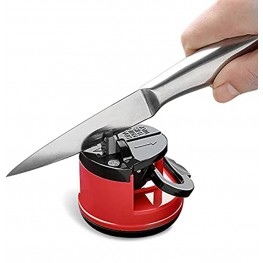 Knife Sharpeners Mini Knife Sharpener with Suction Base Pocket Knife Sharpeners Suitable for All Blade Types Small Knife Sharpener for Kitchen Camping Red