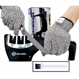 Nevlers 3 in 1 Knife Sharpener Preps Repairs Sharpens and Polishes Most Knives with the Diamond Ceramic and Tungsten Steel Blades 2 Cut Resistant Gloves Included Father's Day