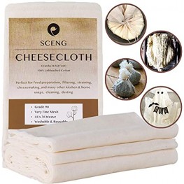 Cheesecloth Grade 90 36 Sq Feet Reusable 100% Unbleached Cotton Fabric Ultra Fine Cheese Cloth for Cooking Nut Milk Bag Strainer Filter Grade 90-4Yards