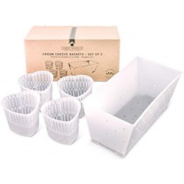 Cream Cheese Making Molds Set of 5 Draining Baskets for Soft Cheeses and Vegan Cheese