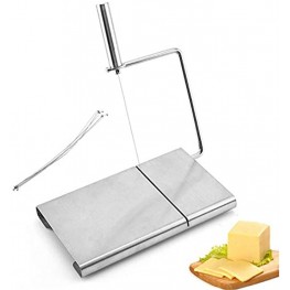 Butter Stainless Steel Cutter Food with 5 Replaceable Cheese Slicer Wires Stainless Steel Cheese Slicer With Durable Cutting Board,9inch Silver