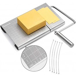Cheese Slicer,Stainless Steel Cheese Slicer with Accurate Size Scale,Wire Cheese Slicer for Cheese Butter,Equipped with 5 Replaceable Cheese Slicer Wires