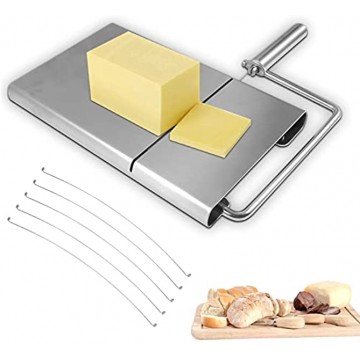Stainless Steel Cheese Slicer  Cheese Cutter With 5 Replaceable Cheese Slicers Wires Cheese Cutting Board with 4 Pcs Non-Slip Rubber Feet On Bottom