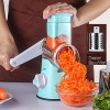 Vegetable Slicer Third-generation 7-in-1 Manual Rotary Grinder Drum Circular Slicer with Powerful Suction Cup Nuts Cheese Vegetables Fruits Grinder Cheese Chopper Blue
