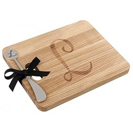 Monogram Wood Cheese Board with Spreader L -Initial L