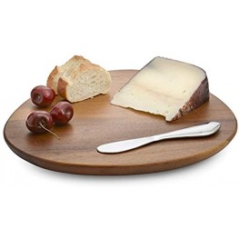 Nambe Serveware Collection Xeno Cheese Board & Spreader 2-Piece Set Measures at 15 Made with Acacia Wood and Nambe Alloy Hand Wash Only