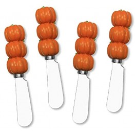 UPware 4-Piece Pumpkin Hand Painted Resin Handle with Stainless Steel Blade Cheese Spreader Butter Spreader Knife