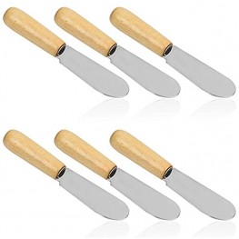 Wood Handle Butter Spreader 4 Inch DaKuan Cream Cheese Condiment Knives Set of 6