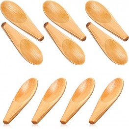 10 Pieces Wooden Scoop Solid Wood Condiment Spoon Mini Wood Salt Spoon with Short Handle for Loose Tea Leaves Coffee Bean Candy Milk Powder Spice Ice Cream Natural Color