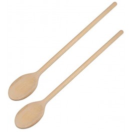 16-Inch Long Wooden Cooking Mixing Oval Spoons Beechwood Set of 2