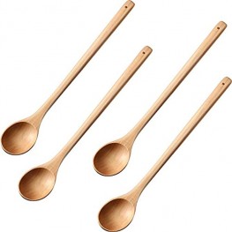 4 Pieces Wood Mixing Spoon Long Handle Wooden Spoons for Kitchen Stirring and Cooking 13 Inches Long Light Brown
