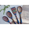 Exotic Pakkawood 6-Piece Kitchen Utensil Set with 12-in Spoon 12-in Slotted Spoon 12-in Spatula 12-in Corner Spoon 13-in Large Spurtle 9-in Small Spurtle by Crate Collective Rainbow
