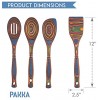 Exotic Pakkawood 6-Piece Kitchen Utensil Set with 12-in Spoon 12-in Slotted Spoon 12-in Spatula 12-in Corner Spoon 13-in Large Spurtle 9-in Small Spurtle by Crate Collective Rainbow
