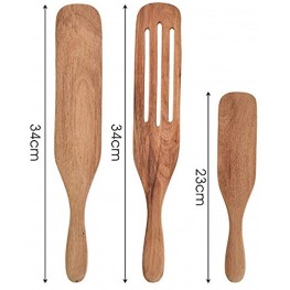 Kitchen Acacia Wood 3-Piece Spurtle Cooking Utensil Slotted Spatula Sets Stirring Mixing Serving
