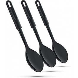 Ram Pro Kitchen Basting Spoon Professional Cooking Spoon Made of Heat Resistant Nylon with Plastic Handle Ideal for use with Non-Stick Pots and Pans Black Pack Of 3