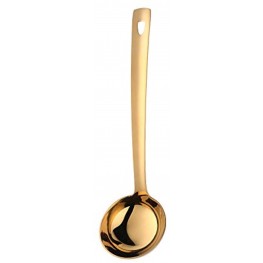 Gold Soup Ladle BuyGo Large Serving Soup Spoon Stainless Steel Long Handle Soup Pan Ladle for Cooking Stirring Dishwasher Safe 11.81 inches