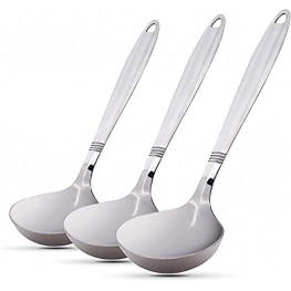 Stainless Steel Ladle Soup Ladle Features Brush Finished Handle Ideal for Stirring Serving Soups and More 2 Pack By RamPro