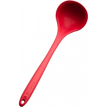 StarPack Basics XL Silicone Ladle Spoon 13.5" High Heat Resistant to 480°F Hygienic One Piece Design Large Non Stick Soup Ladle Cherry Red