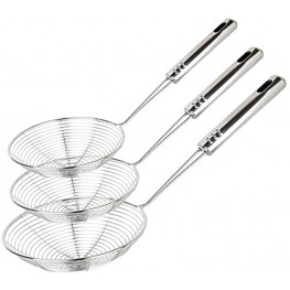 Spider Strainer Skimmer Swify Set of 3 Asian Strainer Ladle Stainless Steel Wire Skimmer Spoon with Handle for Kitchen Frying Food Pasta Spaghetti Noodle-30.5cm 32cm 35cm