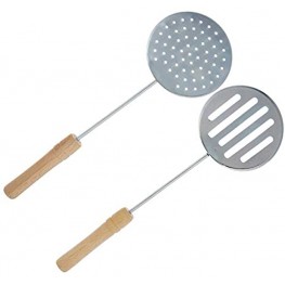 Stainless Steel Cooking Ladle Skimmer Pack of 2 Strainer Handle for Kitchen Slotted Skimmer Spoon