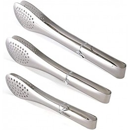 Pack of 3 Sizes Stainless Steel Tongs Salads Bread Ham BBQ Fillets Tools Tongs With Mesh Hole Clamp Heavy Duty Food Tongs Cooking Tongs Serving Tongs Salad Frying BBQ Tongs