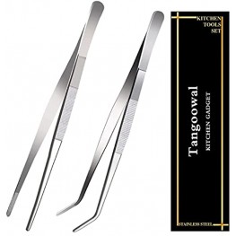 Tangoowal 8 Inch Stainless Steel Tongs tweezers with precision serrated tips for surgical & sea food,Heavy Duty Tweezer Tongs for Cooking Crafting Repairing