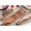 As Seen on TV，4PCS Wooden Spurtles Set Non-Stick Natural teak Wood Spatula Kitchen Utensils Tools with Hanging Hole Slotted Stirring Spatula Wooden Spoons for Non Stick Cookware and Pan.